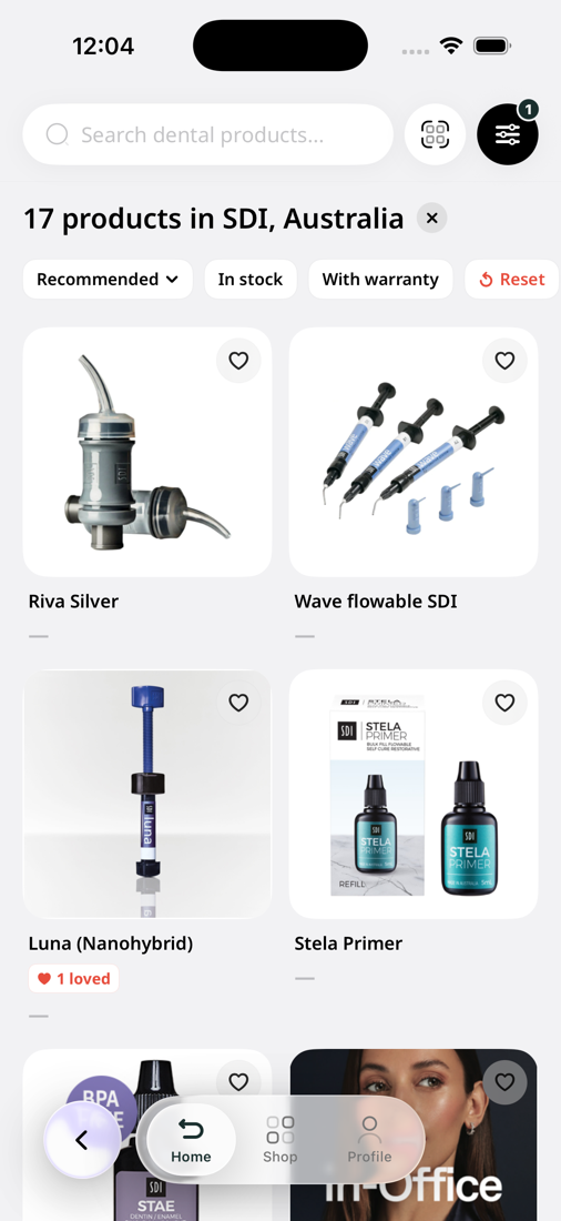 Products from one brand, filtered