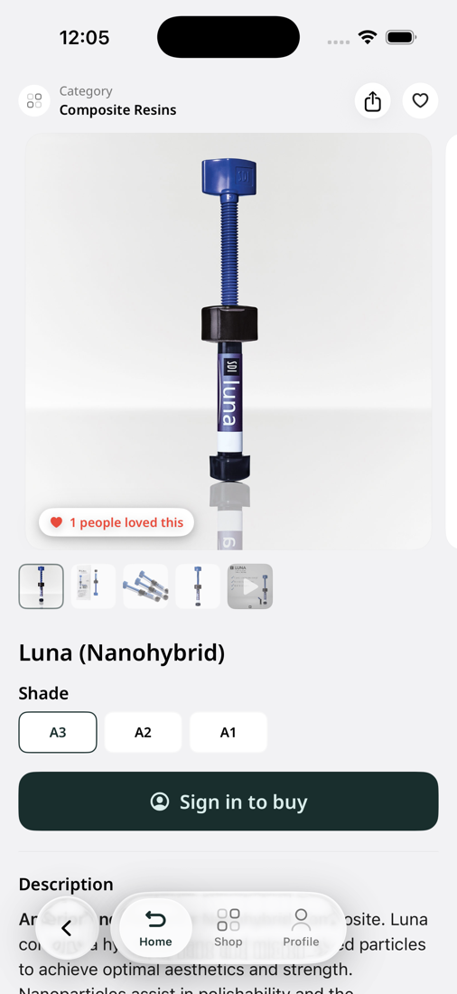 A product page with shades and sign in to buy