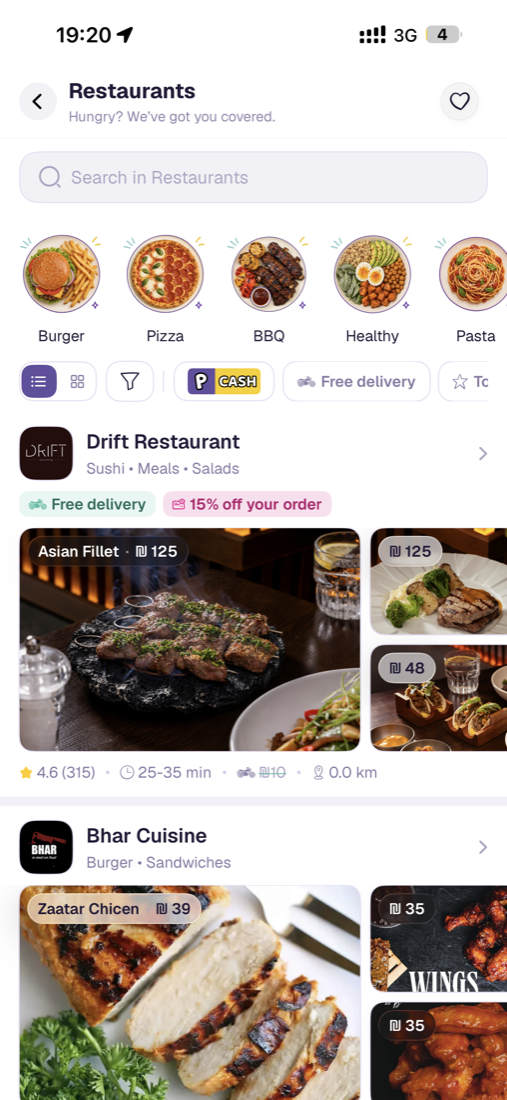 Restaurants by cuisine, with offers